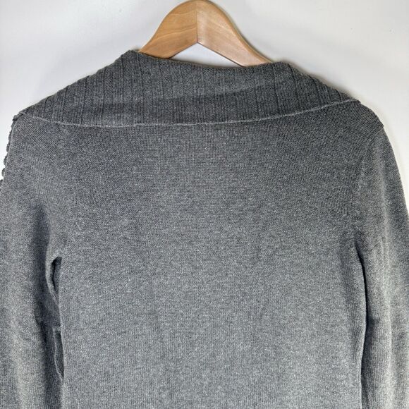 Eileen Fisher XS Gray Organic Cotton Open Front Cardigan Sweater Ribbed - Picture 4 of 12